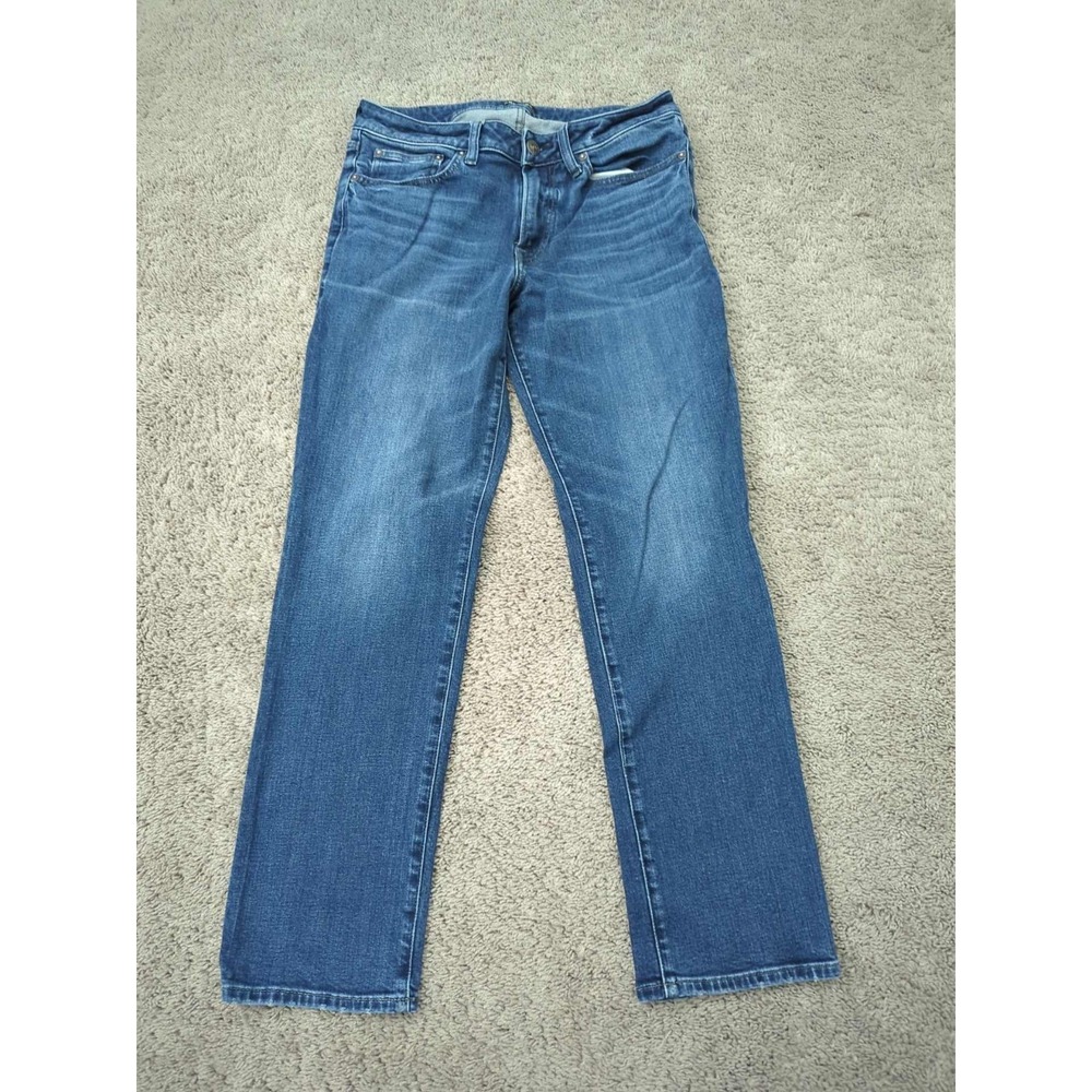 Express Jeans Mens 30x32 Blue Denim Whiskered Straight Stretch Casual